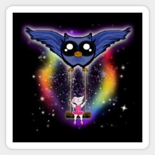 🌌 Magic Owl with Ballerina Mouse 🦉 Sticker